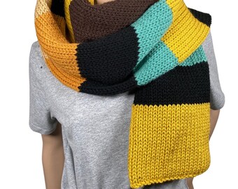 Extra Long Chunky knitted winter scarf Women's scarf Men's scarf Double-knitted scarf Striped scarf Knit accessories READY TO SHIP Uk shop