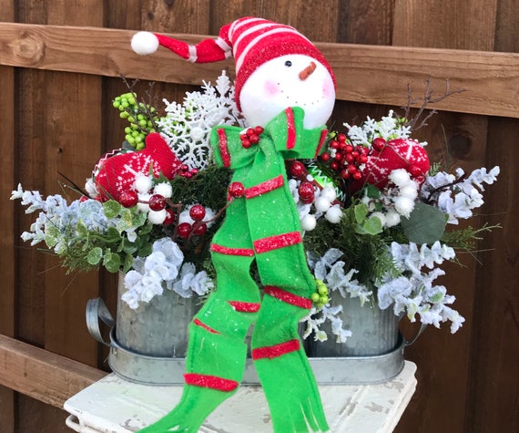 Whimsical Snowman Centerpiece Whimsical Winter Centerpiece Etsy