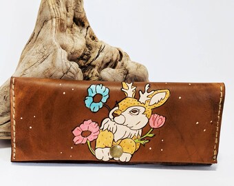 Jackalope wallet - Women's Leather wallet - Personalized wallet - Unique gift for her - Bachelorette gift - Custom Handmade wallet
