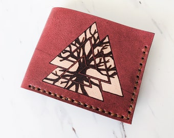 Viking wallet - Valknut Tree of Life - Men's Leather wallet - Personalized Wallet - Bifold wallet - Unique gift for him - Handmade