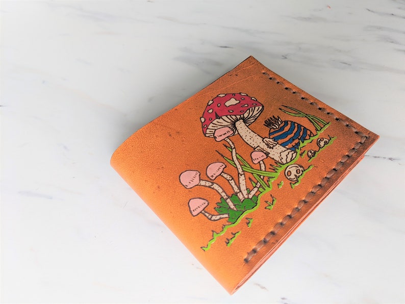Mushroom Wallet Men’s Leather Wallet Personalized | Etsy