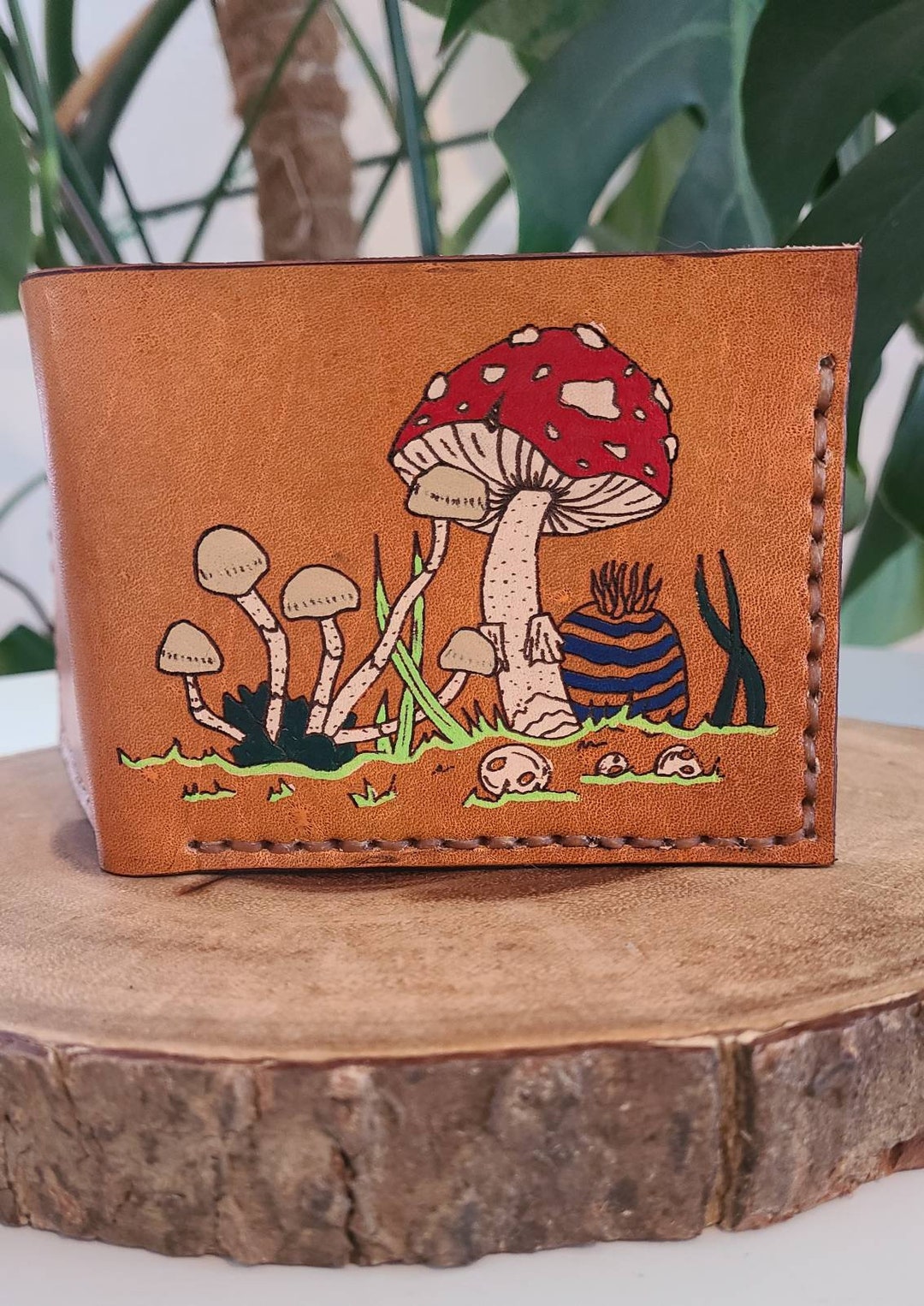 Mushroom Wallet Men’s Leather Wallet Personalized - Etsy Australia