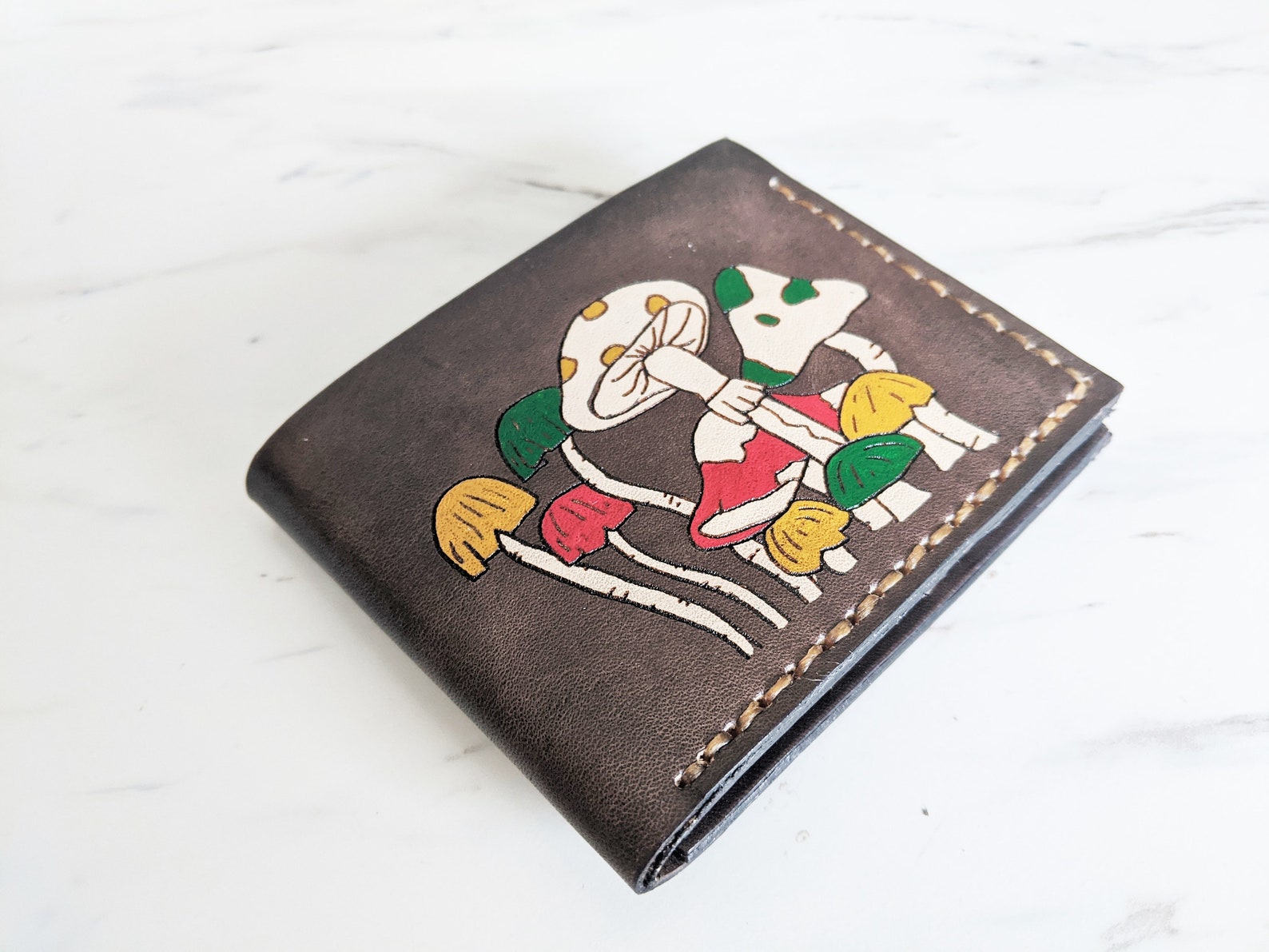 Mushroom Wallet Men’s Leather Wallet Personalized - Etsy