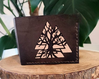 Viking wallet - Valknut Tree of Life - Men's Leather wallet - Personalized Wallet - Bifold wallet - Unique gift for him - Handmade