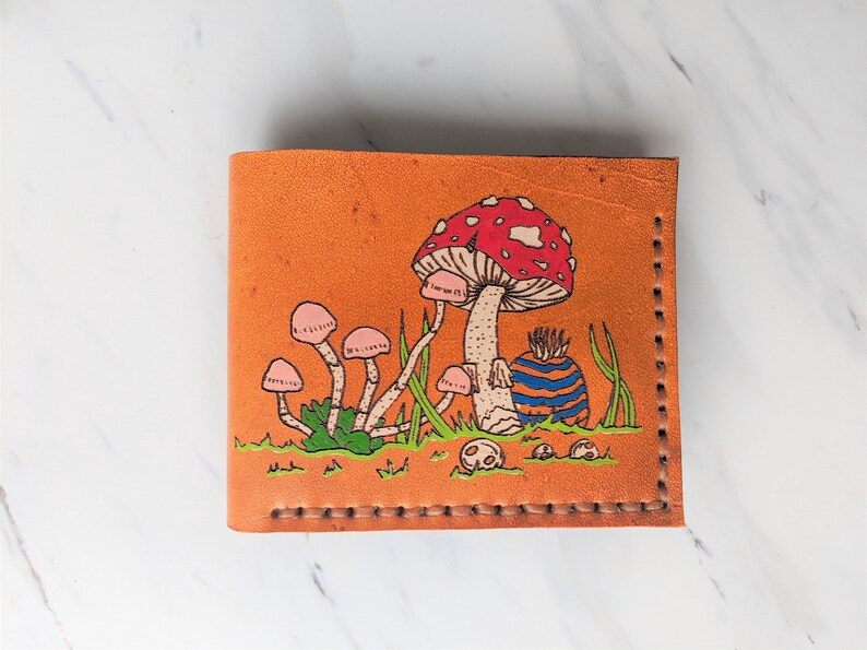 Mushroom Wallet Men’s Leather Wallet Personalized | Etsy
