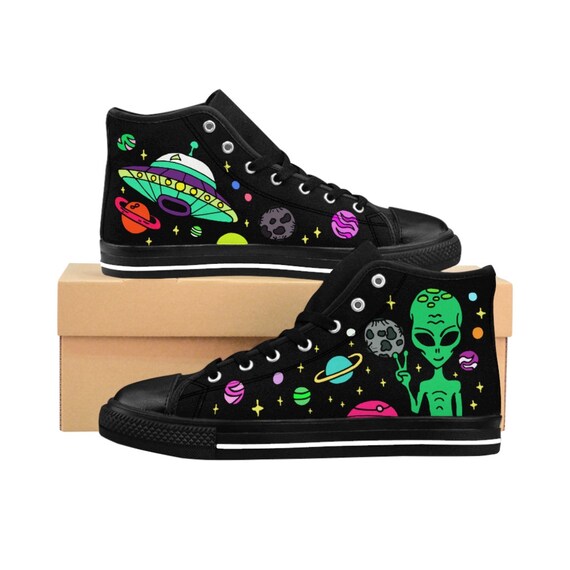 Mens Hightop Sneakers Alien Shoes UFO Clothing Gift for Etsy