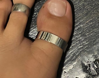 Sterling Silver 8mm Chunky Thick Toe Ring Rectangular Profile Big toe toe ring Custom Made to Order Adjustable to Fitted.