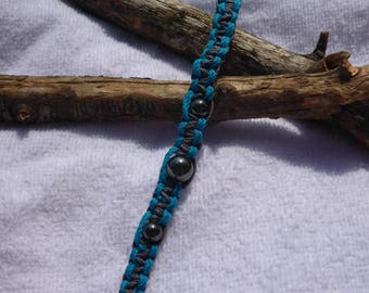 Custom Made Blue and Gray Hemp Bracelet or Anklet with or without Beads