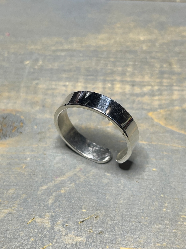 Custom Fit Toe Rings Sterling Silver 6mm Wide 1.45mm Thick Toe Ring Rectangular Profile Big ...