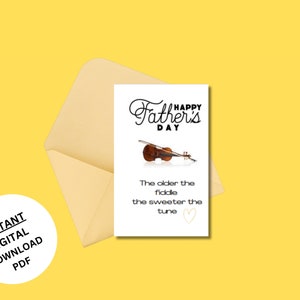 VATER DAY CARD digitaler Download pdf 5x7, Papa, Großvater, Musical, irische Geige, bester Vater, klassische Papa Karte, minimalistische Papa Karte