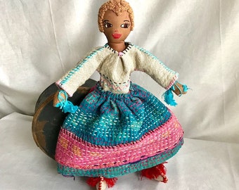 Ethnic boho embroidered doll