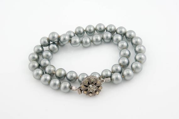 1950's Dior Silver Grey Faux Pearl Necklace