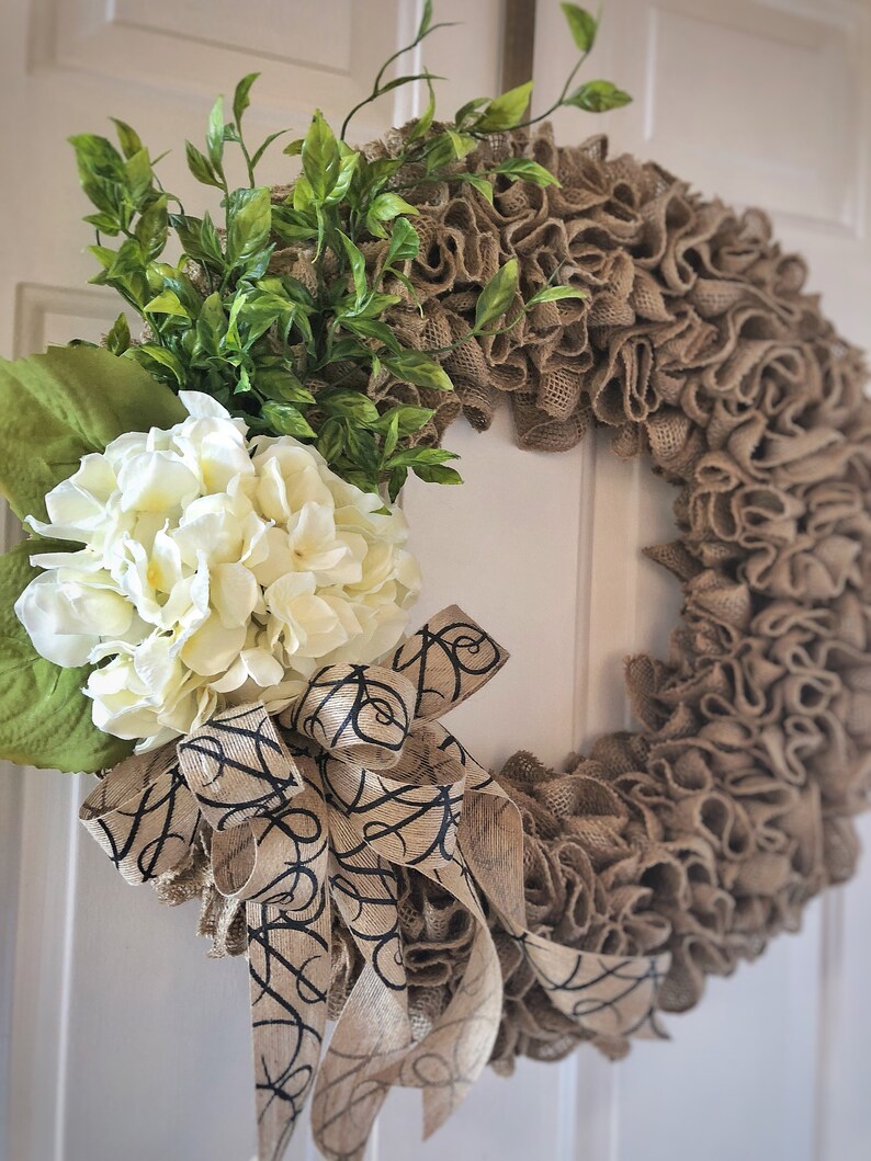 Burlap Wreath~Everyday Wreath~Wreath~Front Door Wreath~All Season Wreath~Year Round Wreath~Farmhouse Wreath~Housewarming Gift~Door Wreaths