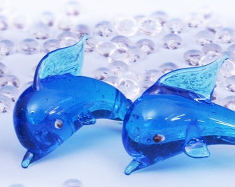 新品❣️美しい青CRYSTAL DARQUES DAUPHIN  Cristal D'arques Vintage French Clear & Cobalt Blue Lead Crystal