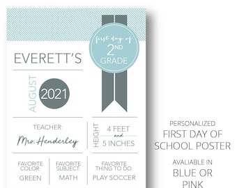 First Day of School Sign - Back to School Poster - Personalized