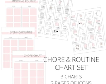 Chore Chart and Routine Chart Set for Kids and Teens -- Activity Chart