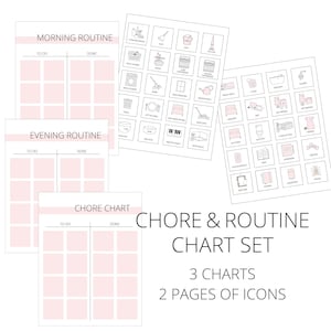 Chore Chart and Routine Chart Set for Kids and Teens -- Activity Chart