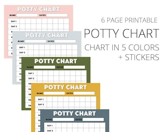 Potty Chart - Potty Training Chart - Instant Download, Printable - Chart and Sticker Set