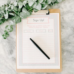 Sign Up Sheets 6 Designs Filled and Unfilled with Editable Text Boxes
