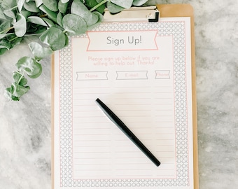 Sign Up Sheets 6 Designs Filled and Unfilled with Editable Text Boxes