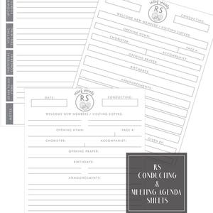 Relief Society Presidency Kit: Binder Covers, Conducting Sheet, Meeting Agenda Colorful image 3