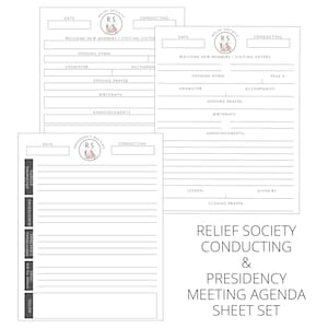 Relief Society Presidency Kit: Binder Covers, Conducting Sheet, Meeting ...