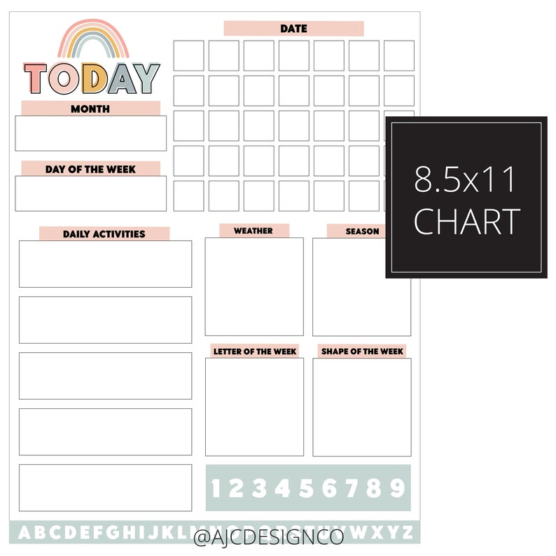 Homeschool Morning Calendar Chart Set Morning Routine Chart Etsy