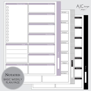 Puede incluir: Una página de planificador imprimible en blanco y negro con un diseño semanal. La página incluye secciones para "Tareas de esta semana", "Notas", "Objetivos de esta semana" y un planificador diario para cada día de la semana. La página está diseñada para ayudar a los usuarios a mantenerse organizados y encaminados hacia sus objetivos.