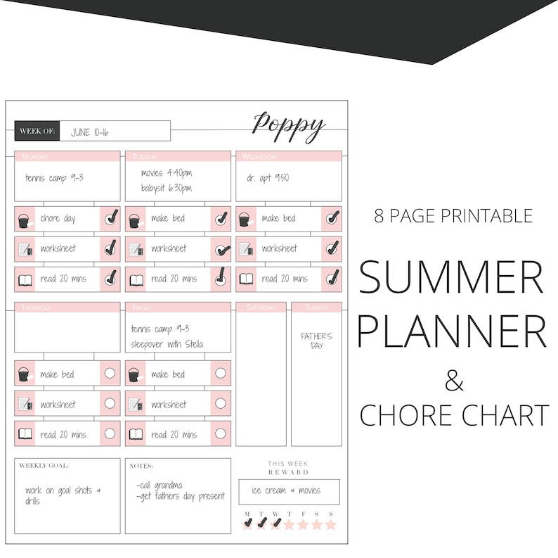 Summertime Chore Chart Printable, Summertime Planner Printable, Summertime Organizer, picture relating to Summer Chore Chart Printable known as Summertime Chore Chart Printable, Summer season Planner Printable, Summertime Organizer,
