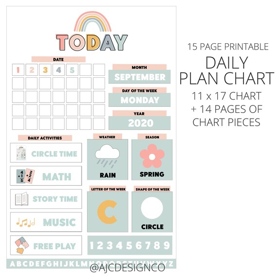 Homeschool Morning Calendar Chart Set, Morning Routine Chart, Circle Time  Chart 11x17 Instant Download - Etsy