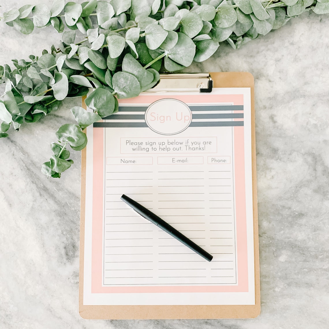 Sign up Sheets 6 Designs Filled and Unfilled With Editable Text Boxes ...