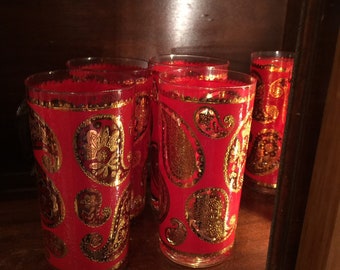 Vintage Culver glassware 22 k gold overlay
