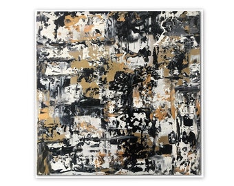 Original abstract black and gold painting, gallery wrapped, ready to hang, acrylic wall art  by Marcy chapman