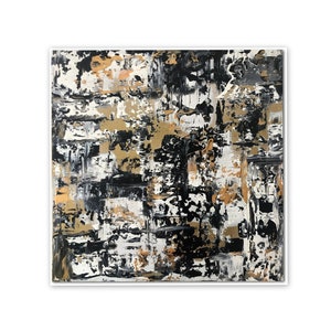 Original abstract black and gold painting, gallery wrapped, ready to hang, acrylic wall art  by Marcy chapman