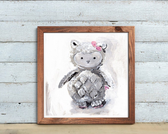 Owl nursery art, kids room decor, painting, original print, kids room, baby room decor, stuffed animal print, MECart