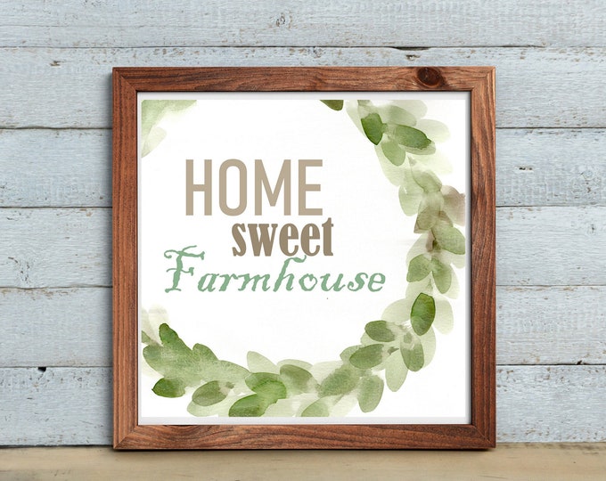 Welcome Botanical wreath, floral farmhouse prints by Marcy Chapman, original signed, mixed media painting, floral wall art modern farmhouse