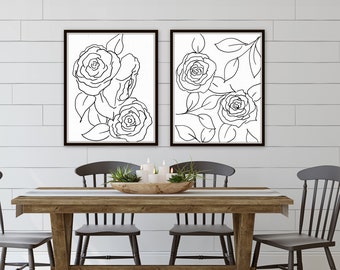 NEW black sketch botanical print set leaves and eucalyptus prints giclee' prints hand drawn from artist, signed art prints, marcy chapman,