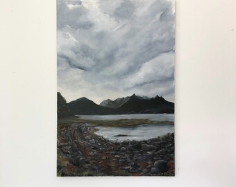 Original painting by Marcy chapman, landscape painting of Alaska, 24" x 36" x 1.5" Gallery wrapped