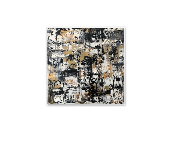 Original abstract black and gold painting, gallery wrapped, ready to hang, acrylic wall art  by Marcy chapman