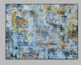 Huge wall art original artwork wall art canvas painting Wall decor Abstract Painting Yellow abstract gray abstract blue