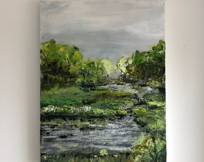 Original Acrylic painting by Marcy Chapman 24" height 18 inches length gallery wrapped landscaped painting on 1.5" deep frame