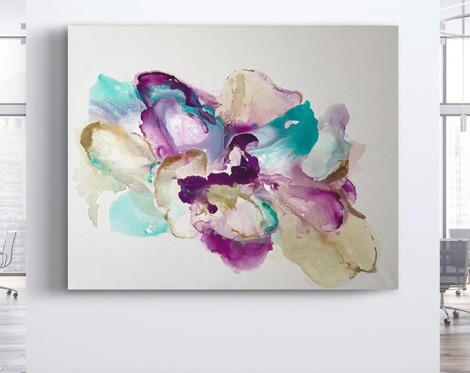 45 inch x 55 inch Large abstract modern fluid painting, contemporary painting huge abstract wall art