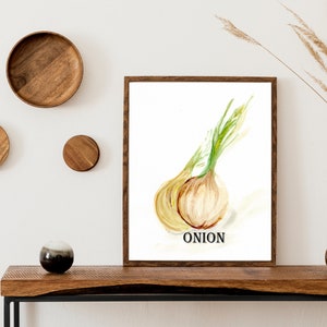Onion watercolor painting, print from the artist signed print for kitchen decor, vegetable print, farmhouse decor