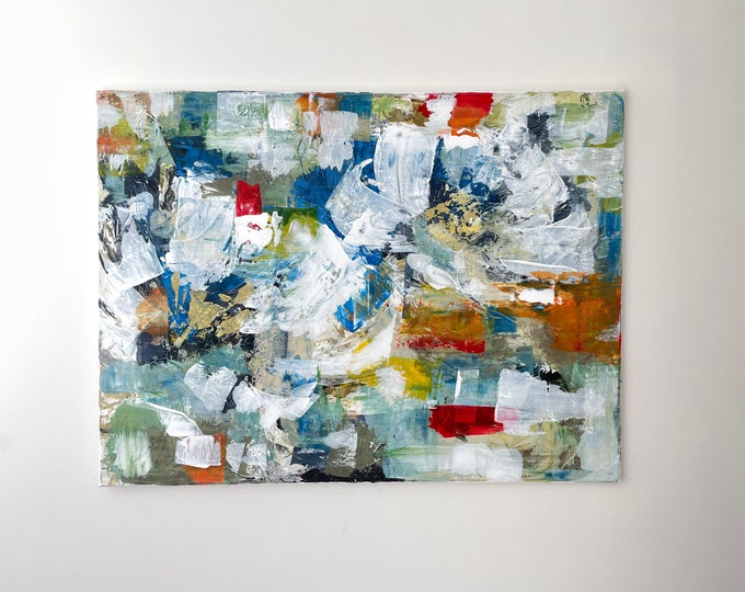 Original large abstract bright colored modern contemporary painting by Marcy Chapman