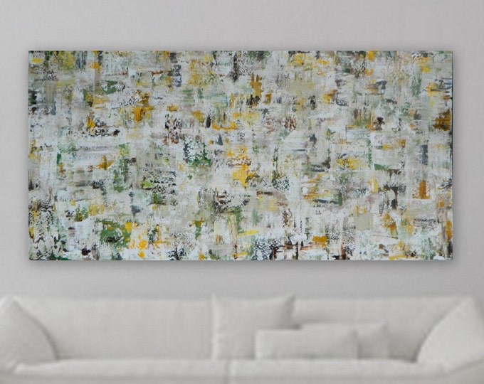 XL custom order abstract painting yellow green sage brown grey white cream large abstract art modern painting modern contemporary painting