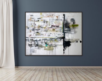 Huge abstract painting, unstretched  6 ft x 8 ft, 72 inches x 96 inches, extra large enormous canvas painting