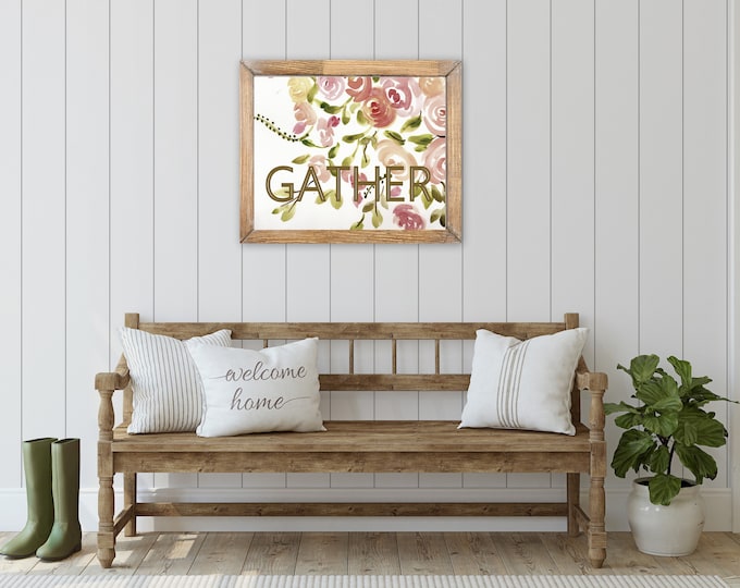 Entryway Botanical, floral farmhouse prints by Marcy Chapman, original prints, mixed media painting, floral wall art modern farmhouse