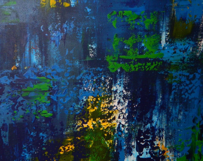 XL large abstract painting blue green red and yellow  " 3 Days" acrylic painting original modern abstract painting contemporary