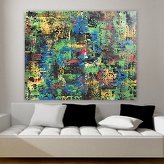 XL, 4 ft x 5 ft Large Original abstract paintingbrightly colorder, pop huge abstract painting custom painting Marcy Chapman