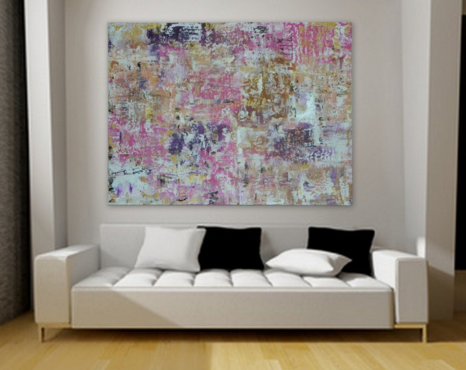 XL, Huge, Large Original Abstract Painting 46" x 34" rolled canvas painting by Marcy Chapman Extra Large Painting . Corporate sized art